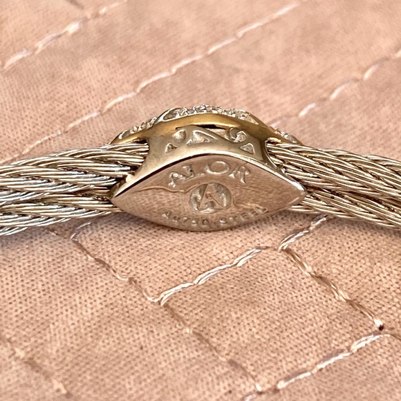 Alor Double cable bracelet w oval diamond station - Picture 3 of 6